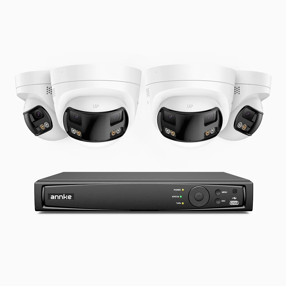 ANNKE FCD800 8 Channel PoE Security Camera System with 4 X 8MP UHD Dual Lens Cameras, 180° Panoramic View, Smart Dual Light Night Vision, Two-Way Audio, Active Siren & Alarm, Human & Vehicle Detection, IP67 - Image 2