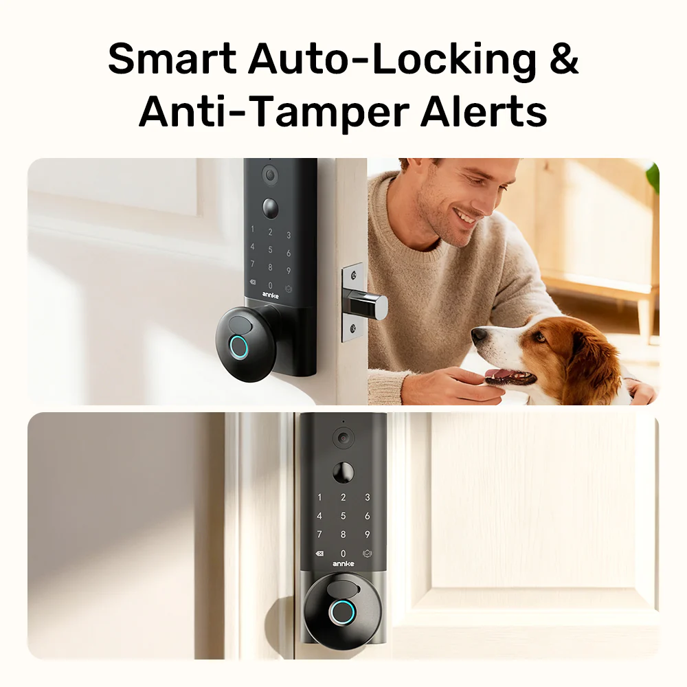 ANNKE Palm Vein Smart Door Lock with 2K Camera, Keyless Entry 5-in-1 (Palm Vein/App/Voice/Code/Key), AI Human Detection, Two-Way Talk, Auto-Lock, Wi-Fi, Alexa/Google, 10,000mAh Rechargeable Battery, Local & Cloud Storage - Image 6