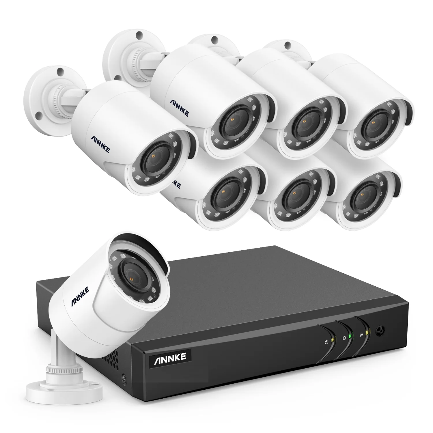 ANNKE 3K Lite Wired Security Camera System with AI Human/Vehicle Detection, H.265+ 8CH Surveillance DVR with 1TB Hard Drive and 8 x 1080p HD Outdoor CCTV Camera, 100 ft Night Vision, Remote Access