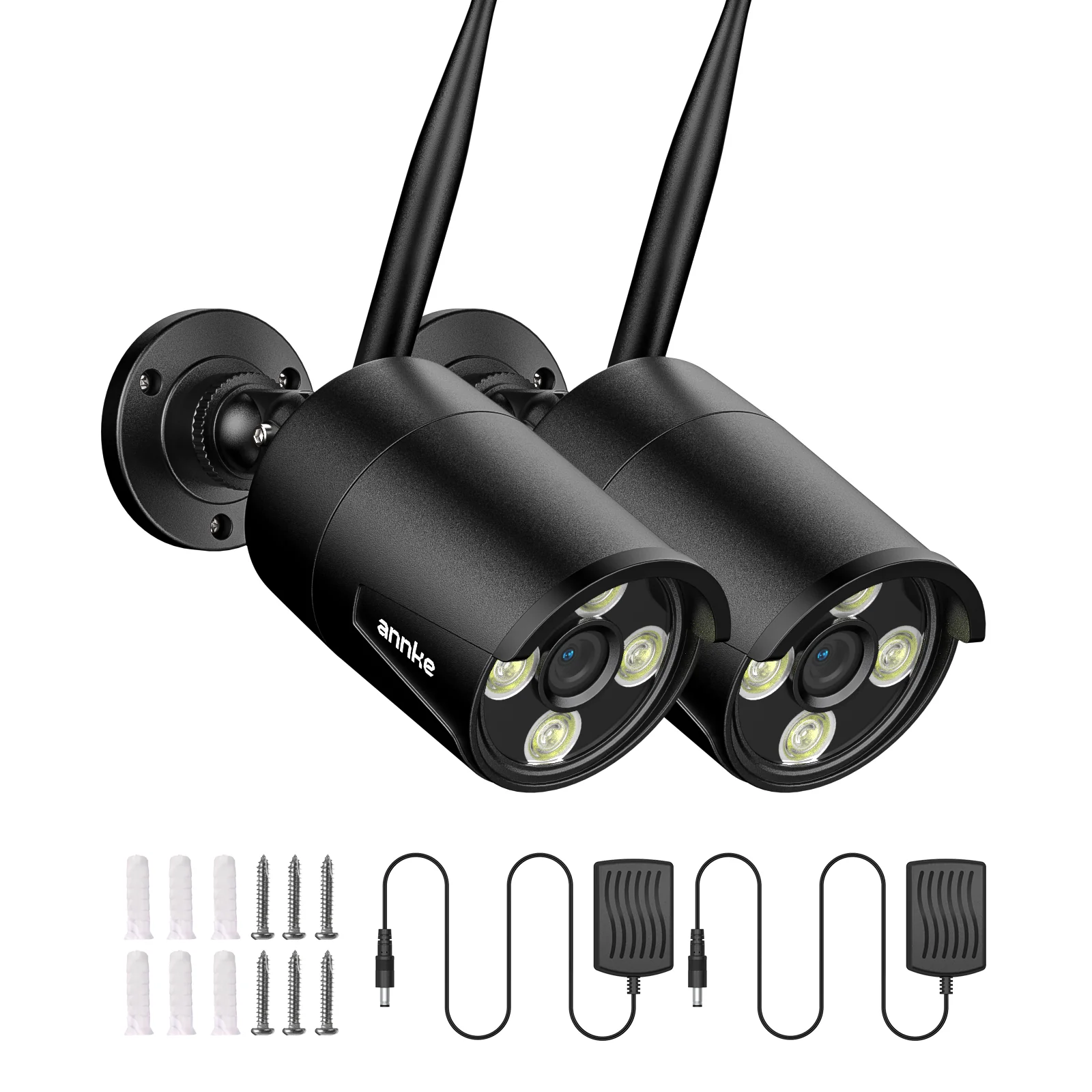 ANNKE 2-Pack Add-on Security Camera System, 5MP Outdoor Wireless Bullet Cameras, Color Night Vision, Two-Way Audio, Metal Housing, Weatherproof