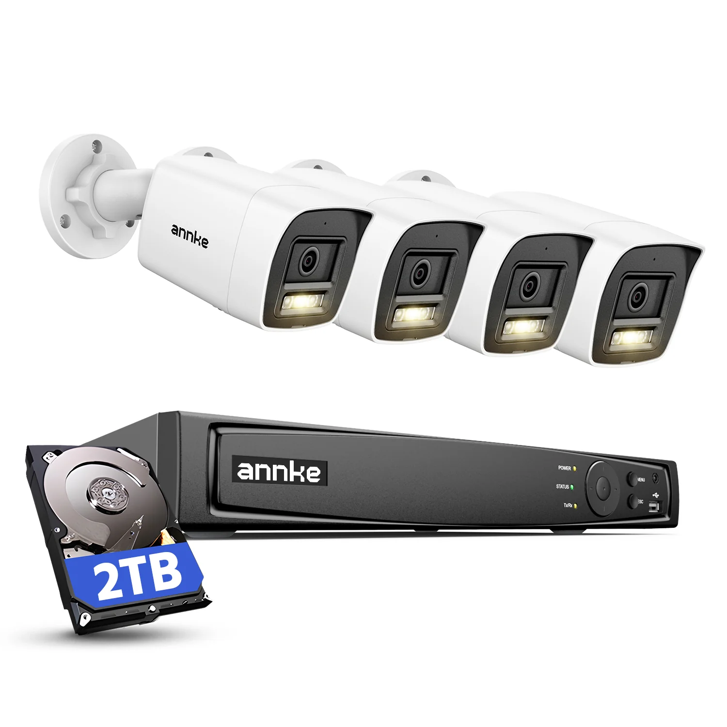 ANNKE H1200 12MP Security Camera System, 12MP H.265+ 8CH NVR and 4 X 12 Megapixel UHD PoE Surveillance IP Cam with Smart Dual Light, AI Human&Vehicle Detection, Color Night Vision (2TB Hard Drive)