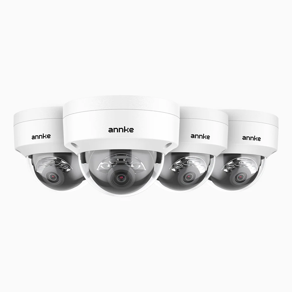 C1200D - 4-Pack, 4K 12MP Outdoor Dual Light PoE Dome Security Camera, Color & IR Night Vision, Human & Vehicle Detection, H.265+, Built-in Microphone, Max. 512 GB Local Storage, IP67 & IK08