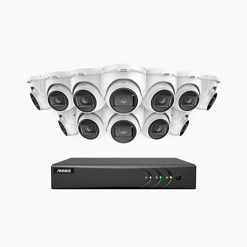 EL200 - 1080p 16 Channel Outdoor Wired Security CCTV System with 12 Cameras, 3.6 MM Lens, Smart DVR with Human & Vehicle Detection, 66 ft Infrared Night Vision, 4-in-1 Output Signal, IP67 - Image 2
