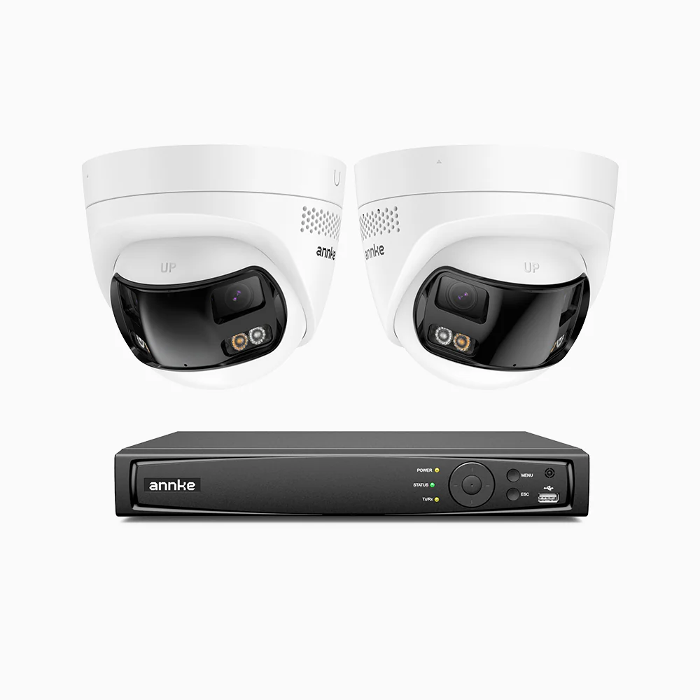 FDH600 - 8 Channel PoE Security System with 2 Dual Lens Cameras, 6MP Resolution, 180° Panoramic View, Smart Dual Light Night Vision, Two-Way Audio, Active Siren & Alarm, Human & Vehicle Detection, IP67 - Image 2