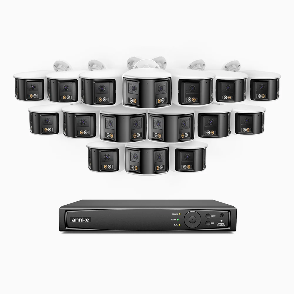 FDH800 - 4K 16CH PoE Security System with 16 Seamless Dual-Lens Cameras, 77° Vertical FOV, 180° Panoramic Coverage, Smart Color Night Vision & Active Deterrence, Two-Way Audio - Image 2