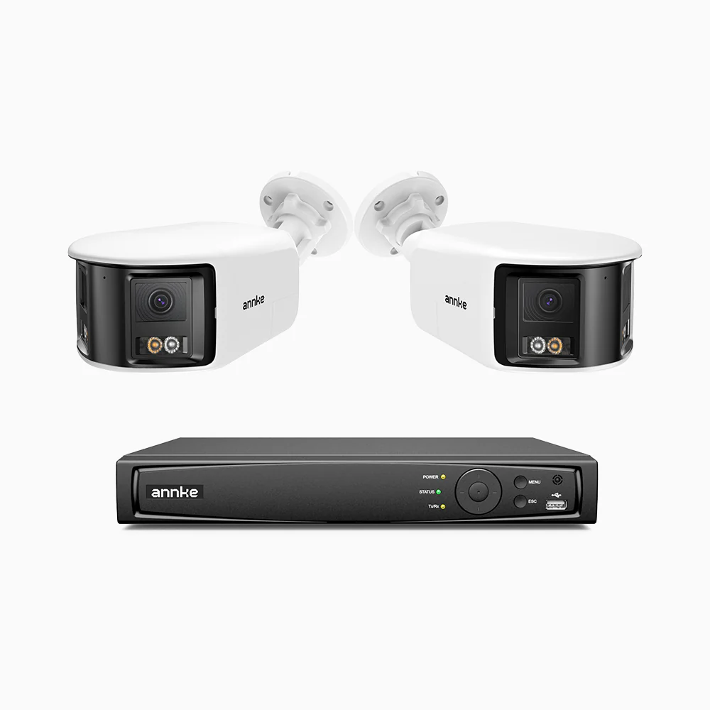 FDH800 - 4K 8CH PoE Security System with 2 Seamless Dual-Lens Cameras, 77° Vertical FOV, 180° Panoramic Coverage, Smart Color Night Vision & Active Deterrence, Two-Way Audio - Image 2