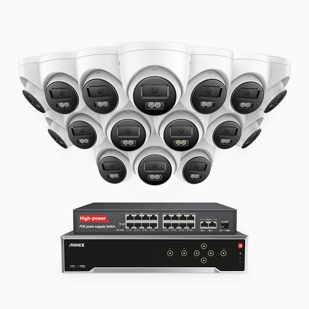 H1200 - 4K 12MP 32 Channel 16 Cameras PoE Security System, Color & IR Night Vision, Human & Vehicle Detection, H.265+, Built-in Microphone, Max. 512 GB Local Storage, IP67 - Image 2
