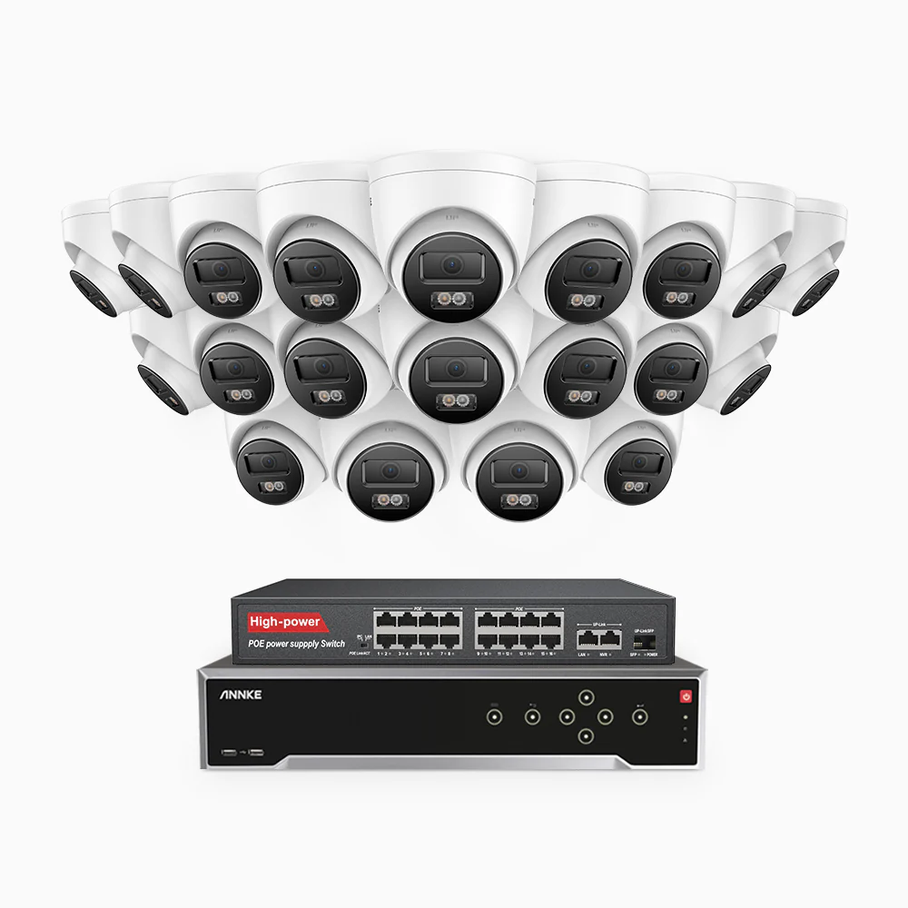 H1200 - 4K 12MP 32 Channel 20 Cameras PoE Security System, Color & IR Night Vision, Human & Vehicle Detection, H.265+, Built-in Microphone, Max. 512 GB Local Storage, IP67 - Image 2