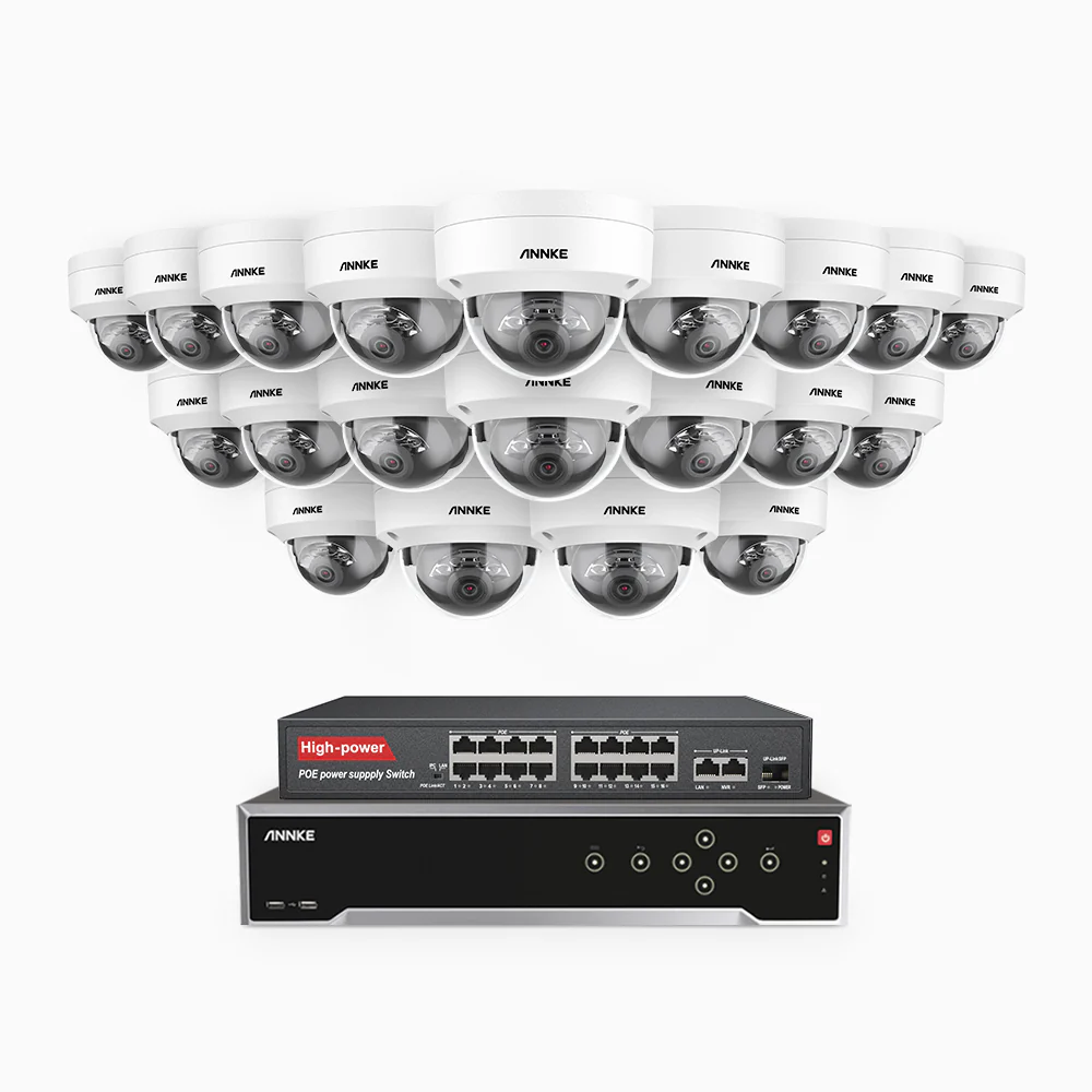 H1200 - 4K 12MP 32 Channel 20 Cameras PoE Security System, Color & IR Night Vision, Human & Vehicle Detection, H.265+, Built-in Microphone, Max. 512 GB Local Storage, IP67 - Image 3
