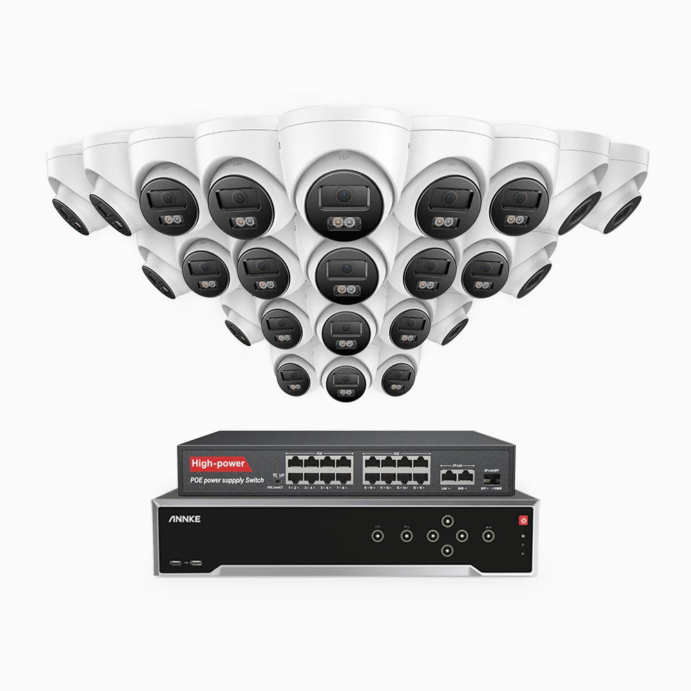 H1200 - 4K 12MP 32 Channel 24 Cameras PoE Security System, Color & IR Night Vision, Human & Vehicle Detection, H.265+, Built-in Microphone, Max. 512 GB Local Storage, IP67 - Image 2