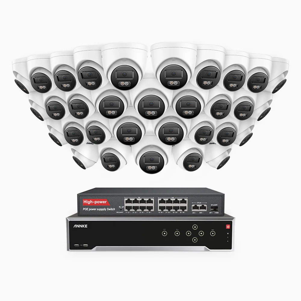 H1200 - 4K 12MP 32 Channel 32 Cameras PoE Security System, Color & IR Night Vision, Human & Vehicle Detection, H.265+, Built-in Microphone, Max. 512 GB Local Storage, IP67 - Image 2