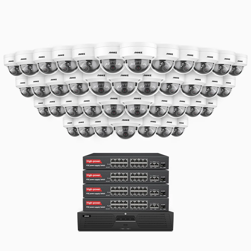 H1200 - 4K 12MP 64 Channel 40 Cameras PoE Security System, Color & IR Night Vision, Human & Vehicle Detection, H.265+, Built-in Microphone, Max. 512 GB Local Storage, IP67 - Image 3