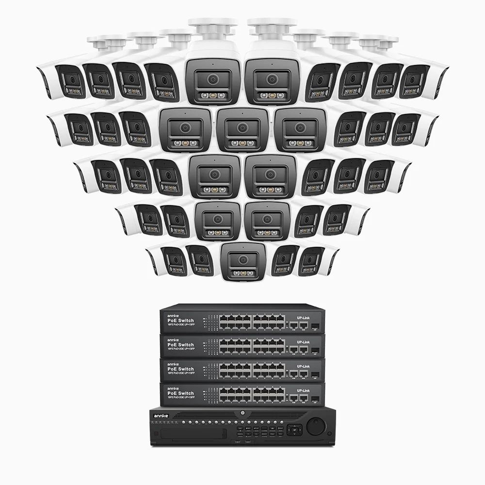 H1200 - 4K 12MP 64 Channel 48 Cameras PoE Security System, Color & IR Night Vision, Human & Vehicle Detection, H.265+, Built-in Microphone, Max. 512 GB Local Storage, IP67 - Image 2