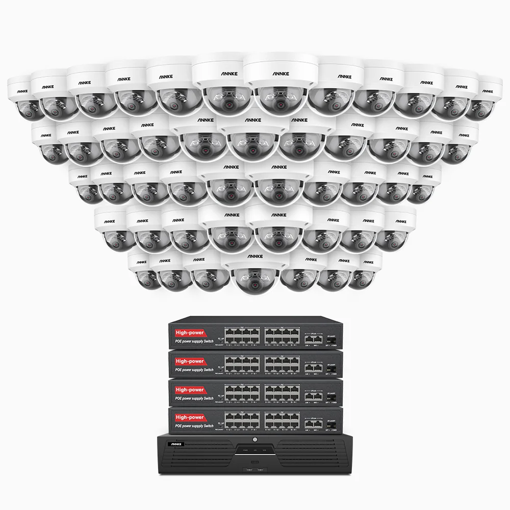 H1200 - 4K 12MP 64 Channel 48 Cameras PoE Security System, Color & IR Night Vision, Human & Vehicle Detection, H.265+, Built-in Microphone, Max. 512 GB Local Storage, IP67 - Image 3