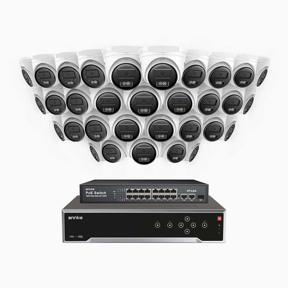 H500 - 3K Super HD 32 Channel 32 Cameras PoE Security System, Color & IR Night Vision, 3072 × 1728 @ 20fps, Smart Human & Vehicle Detection, Built-in Microphone, IP67