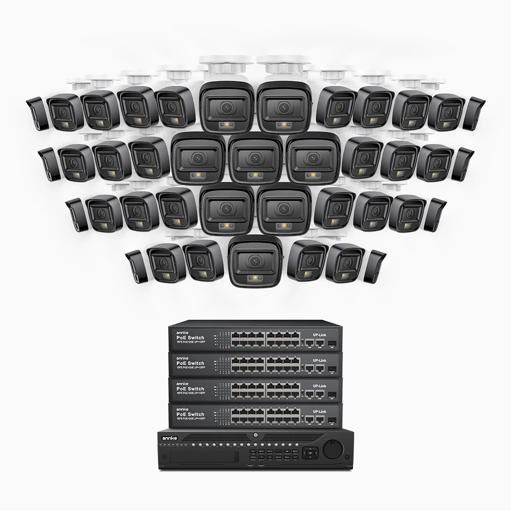 H500 - 3K Super HD 64 Channel 40 Cameras PoE Security System, Color & IR Night Vision, 3072 × 1728 @ 20fps, Smart Human & Vehicle Detection, Built-in Microphone, IP67