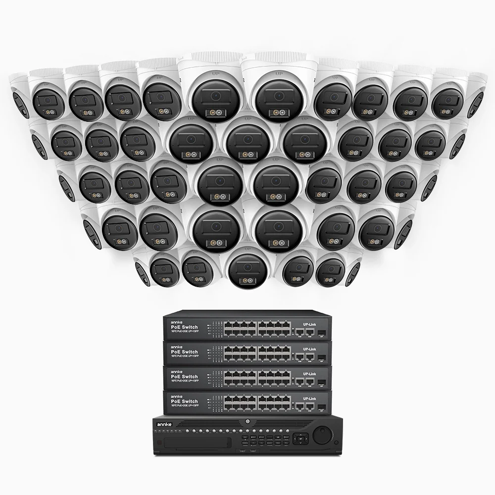 H500 - 3K Super HD 64 Channel 48 Cameras PoE Security System, Color & IR Night Vision, 3072 × 1728 @ 20fps, Smart Human & Vehicle Detection, Built-in Microphone, IP67