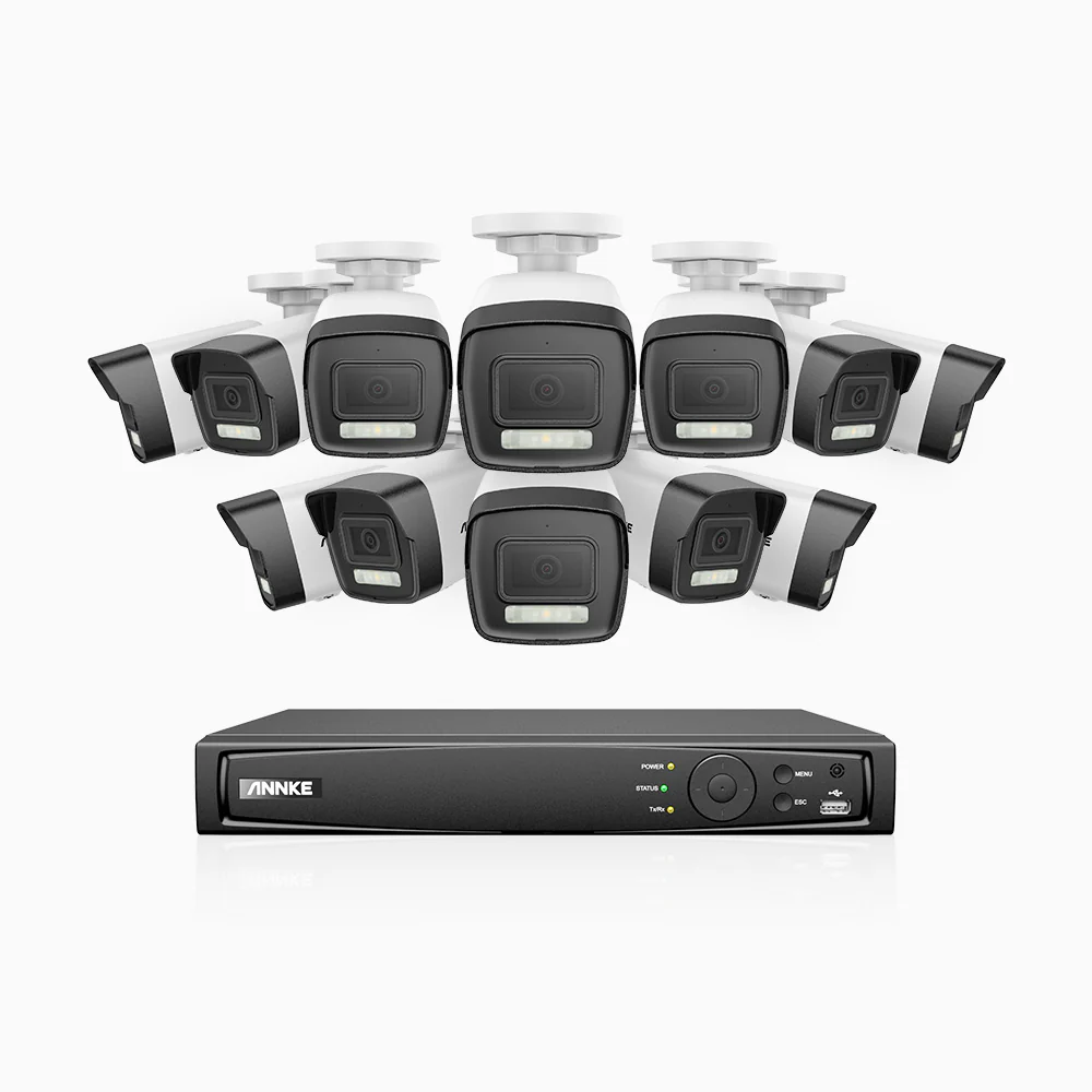 H500P - 3K 16 Channel 12 Cameras PoE Security System, Color & IR Night Vision, 3072 X 1728 @ 20fps, Human & Vehicle Detection, Two-Way Audio, IP67