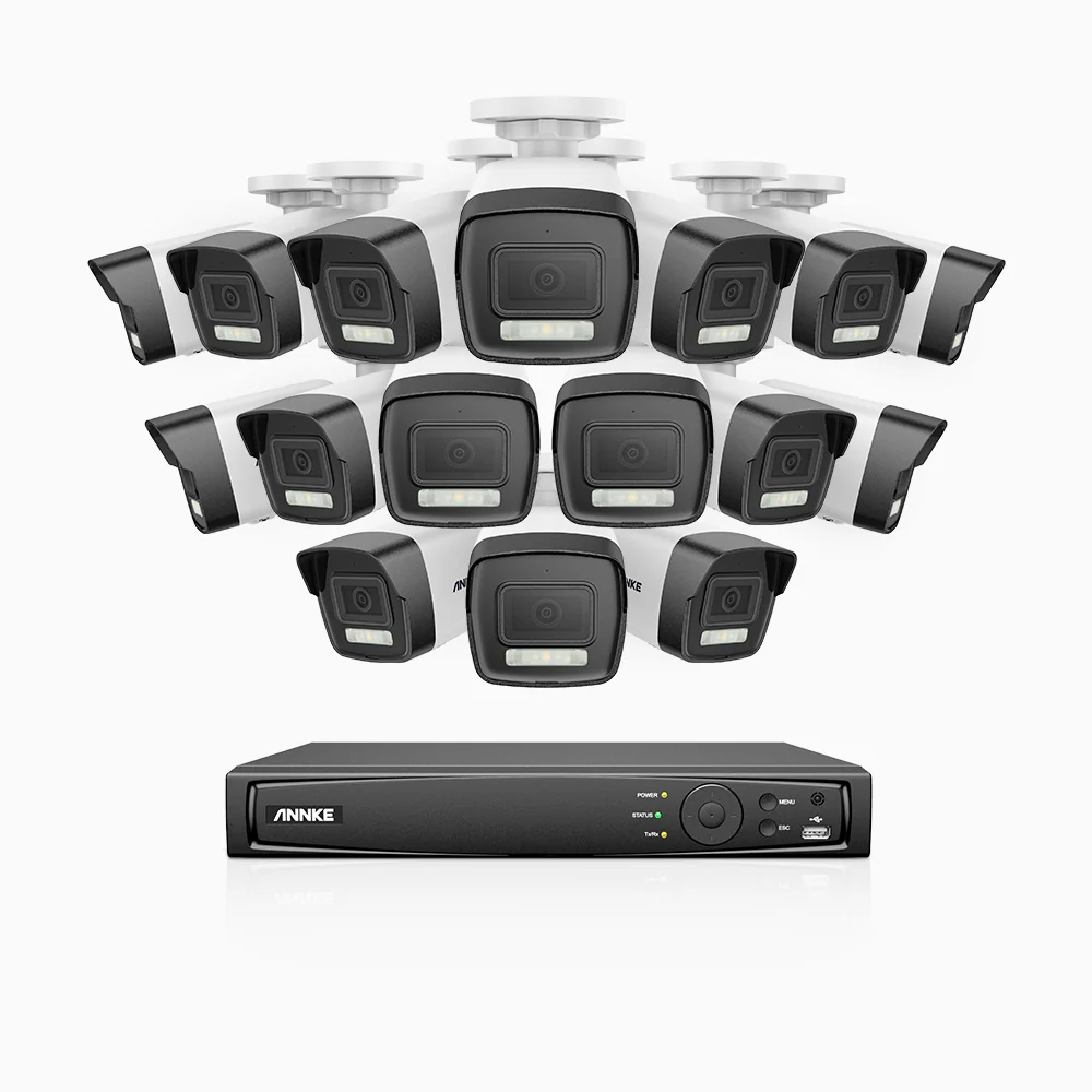H500P - 3K 16 Channel 16 Cameras PoE Security System, Color & IR Night Vision, 3072 X 1728 @ 20fps, Human & Vehicle Detection, Two-Way Audio, IP67