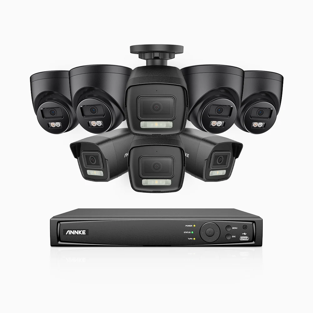 H500P - 3K 16 Channel PoE Security System with 4 Bullet & 4 Turret Cameras, Color & IR Night Vision, 3072 X 1728 @ 20fps, Human & Vehicle Detection, Two-Way Audio, IP67 - Image 2