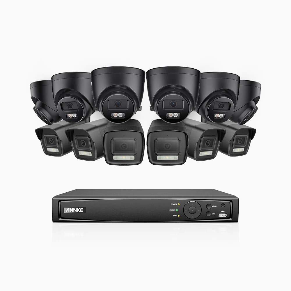 H500P - 3K 16 Channel PoE Security System with 6 Bullet & 6 Turret Cameras, Color & IR Night Vision, 3072 X 1728 @ 20fps, Human & Vehicle Detection, Two-Way Audio, IP67 - Image 2