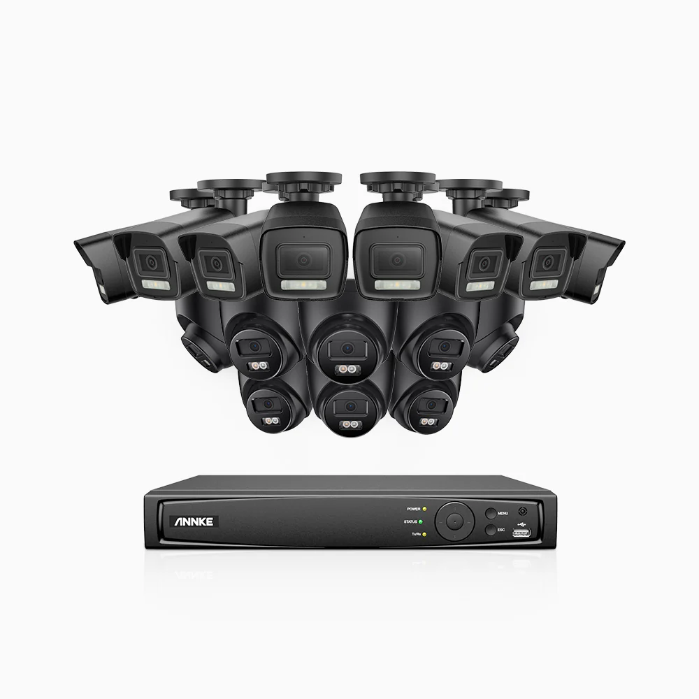 H500P - 3K 16 Channel PoE Security System with 8 Bullet & 8 Turret Cameras, Color & IR Night Vision, 3072 X 1728 @ 20fps, Human & Vehicle Detection, Two-Way Audio, IP67 - Image 2