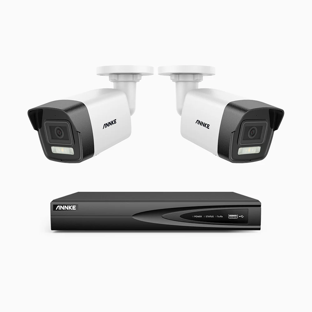 H500P - 3K 4 Channel 2 Cameras PoE Security System, Color & IR Night Vision, 3072 X 1728 @ 20fps, Human & Vehicle Detection, Two-Way Audio, IP67