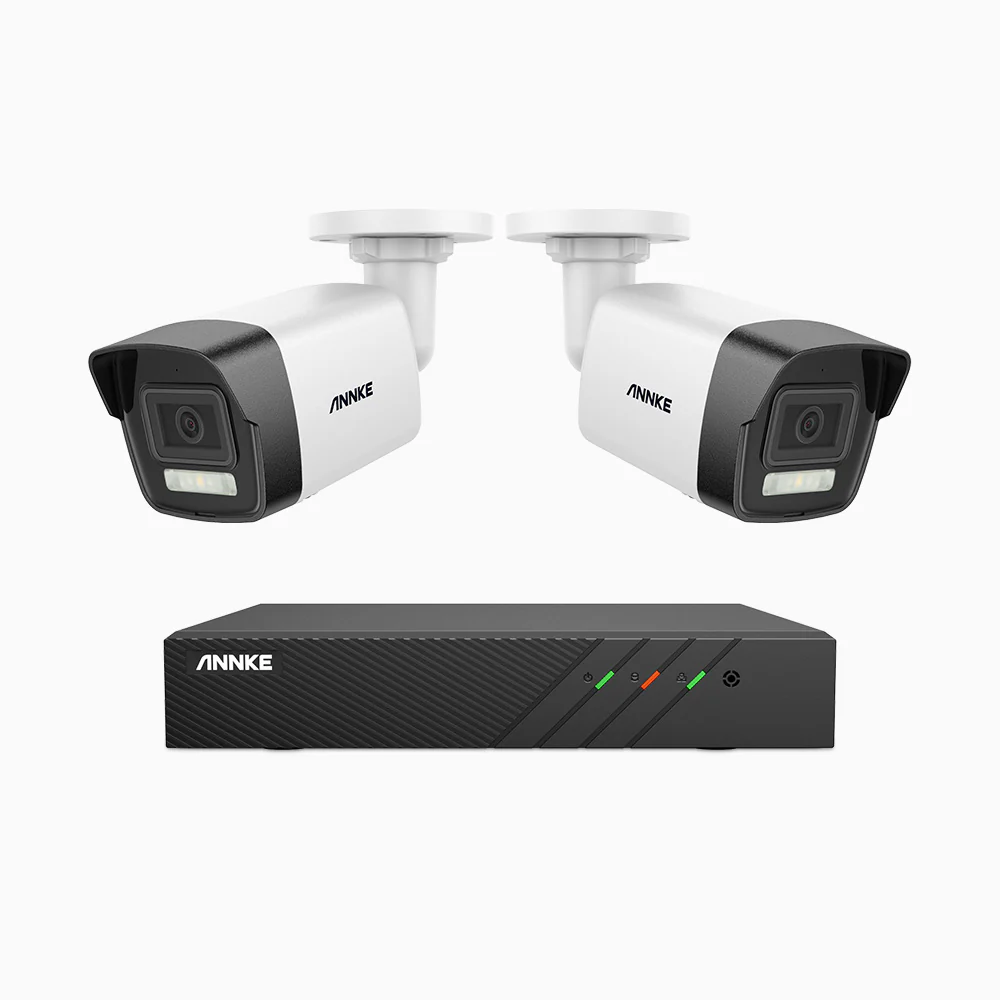 H500P - 3K 8 Channel 2 Cameras PoE Security System, Color & IR Night Vision, 3072 X 1728 @ 20fps, Human & Vehicle Detection, Two-Way Audio, IP67