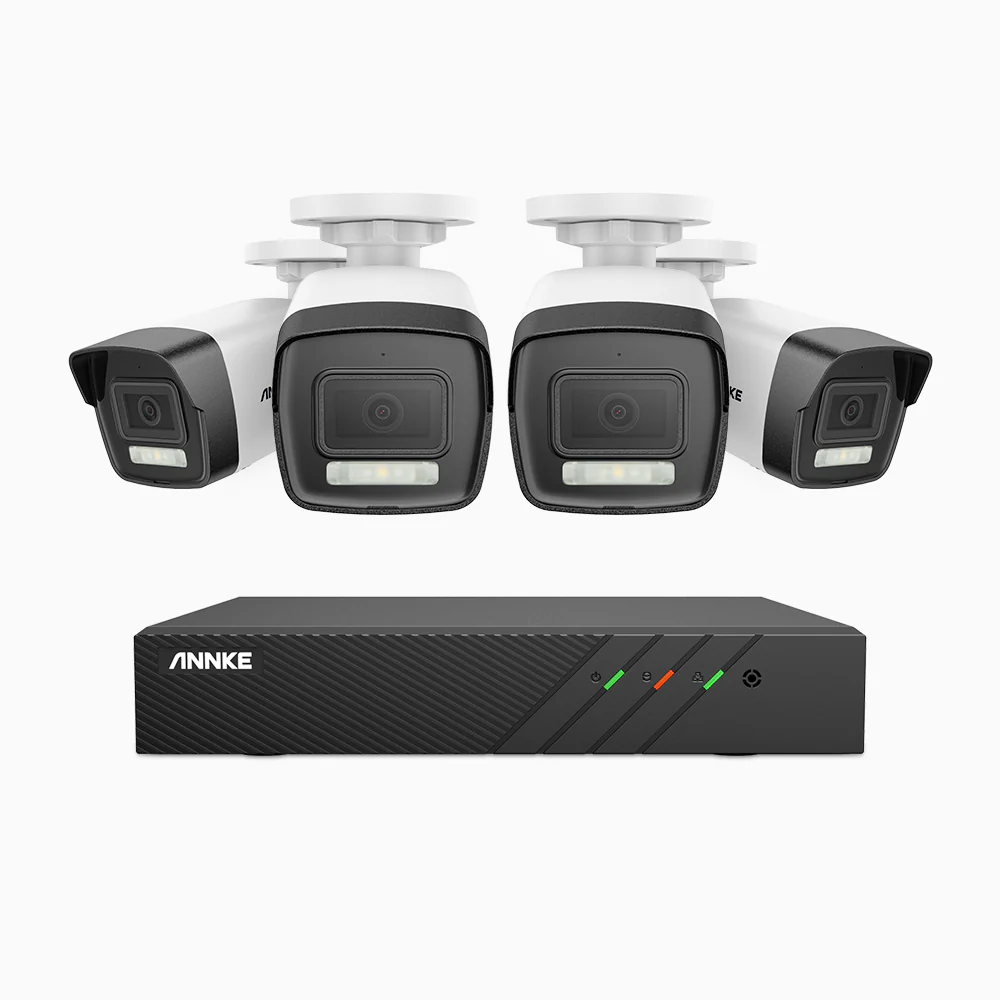 H500P - 3K 8 Channel 4 Cameras PoE Security System, Color & IR Night Vision, 3072 X 1728 @ 20fps, Human & Vehicle Detection, Two-Way Audio, IP67
