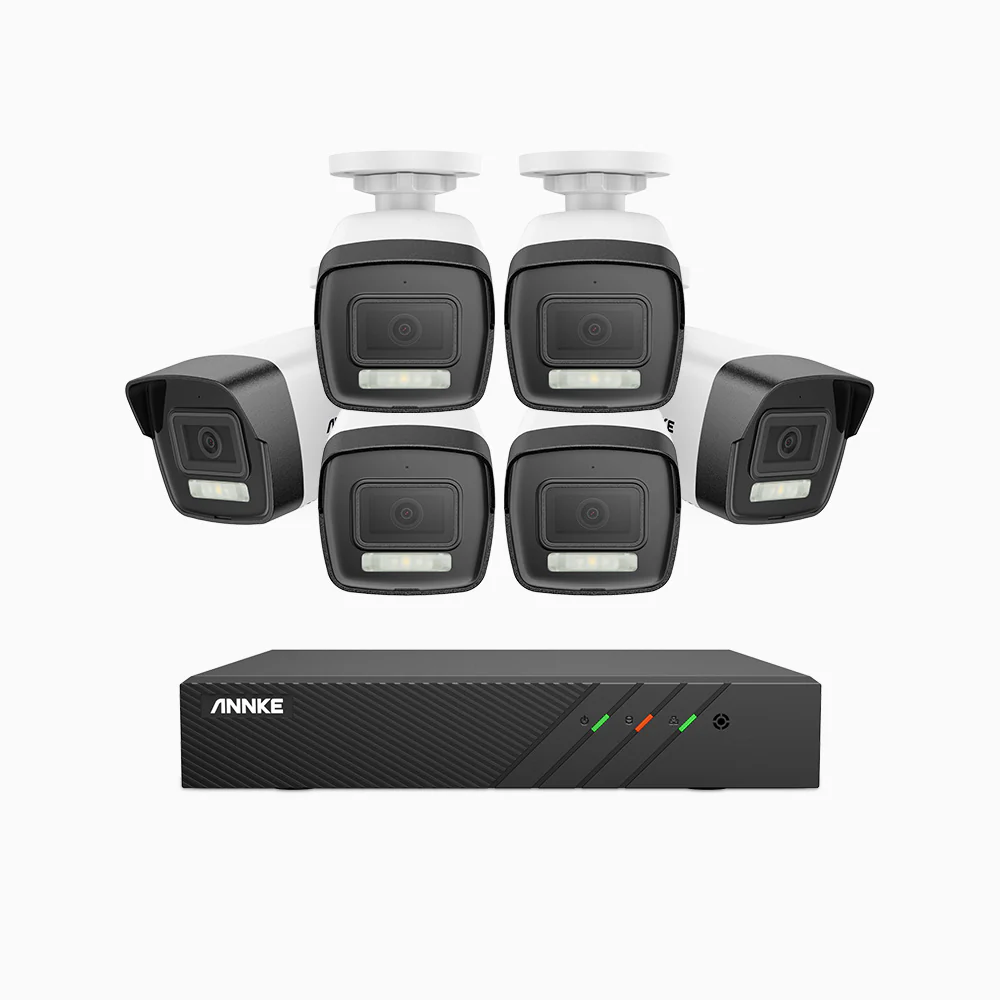 H500P - 3K 8 Channel 6 Cameras PoE Security System, Color & IR Night Vision, 3072 X 1728 @ 20fps, Human & Vehicle Detection, Two-Way Audio, IP67
