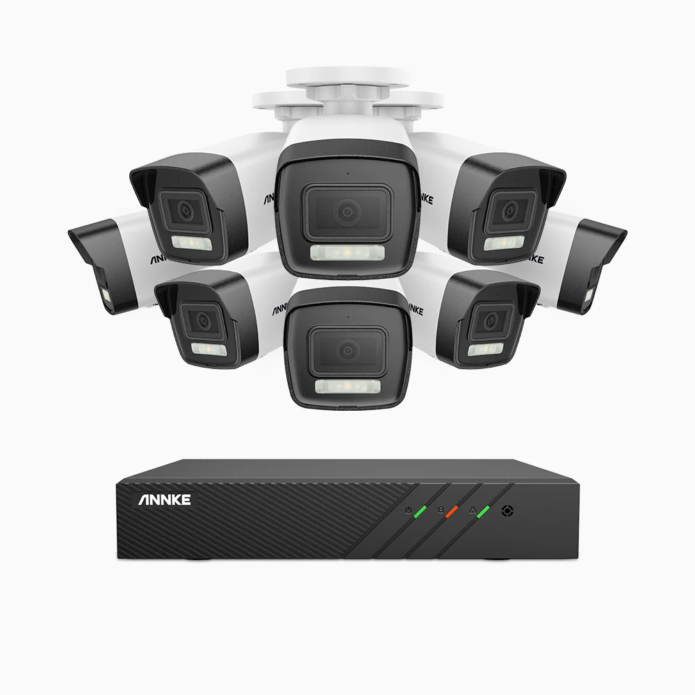 H500P - 3K 8 Channel 8 Cameras PoE Security System, Color & IR Night Vision, 3072 X 1728 @ 20fps, Human & Vehicle Detection, Two-Way Audio, IP67