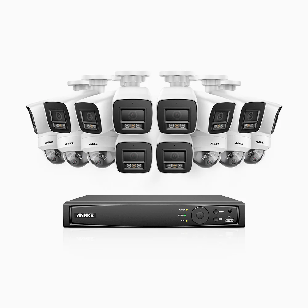 H800 - 4K 16 Channel PoE Security System with 10 Bullet & 6 Dome (IK10) Cameras, Vandal-Resistant, Human & Vehicle Detection, Color & IR Night Vision, Built-in Mic, RTSP Supported