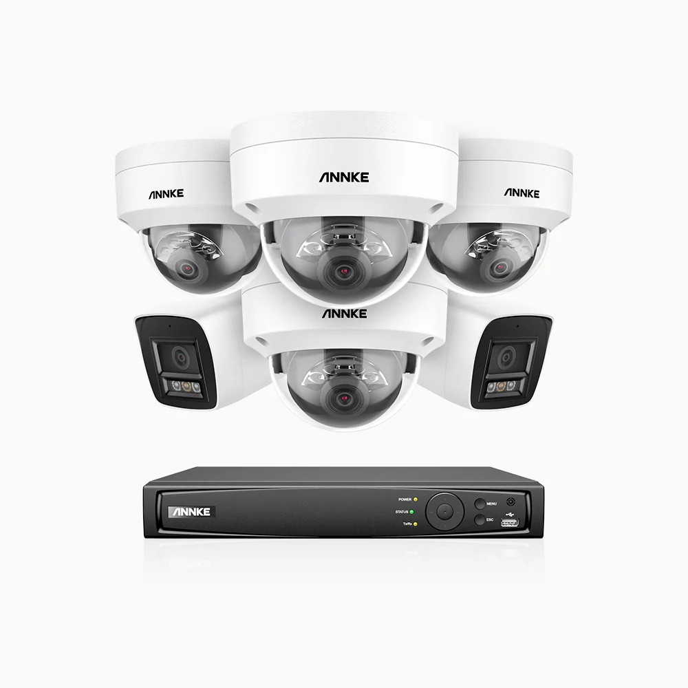 H800 - 4K 16 Channel PoE Security CCTV System with 2 Bullet & 4 Dome (IK10) Cameras, Vandal-Resistant, Human & Vehicle Detection, Color & IR Night Vision, Built-in Mic, RTSP Supported