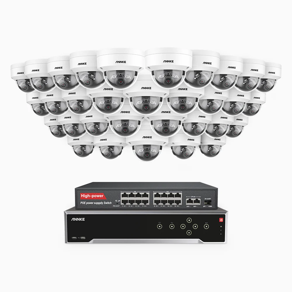 H800 - 4K 32 Channel 32 Cameras PoE Security System, Human & Vehicle Detection, Color & IR Night Vision, Built-in Mic, RTSP Supported, 16-Port PoE Switch Included - Image 3
