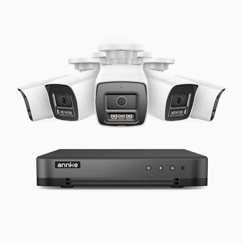 H800 - 4K 8 Channel 5 Cameras PoE Security System, Human & Vehicle Detection, Built-in Micphone & SD Card Slot, Color & IR Night Vision, RTSP Supported