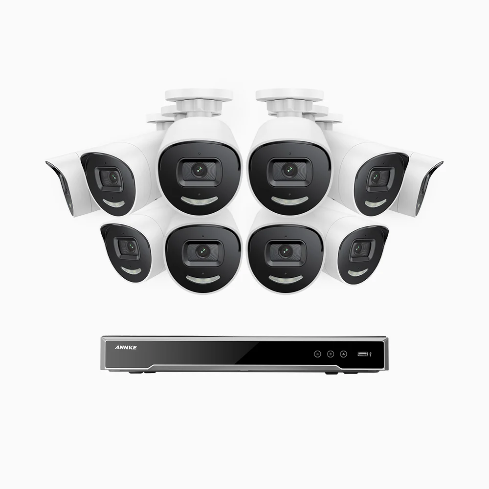 H800X - 4K 16 Channel 10 Cameras PoE Security System, 1/1.8'' BSI Sensor, f/1.6 Aperture (0.003 Lux), Siren & Strobe Alarm,Two-Way Audio, Human & Vehicle Detection, Perimeter Protection, All-Metal Housing