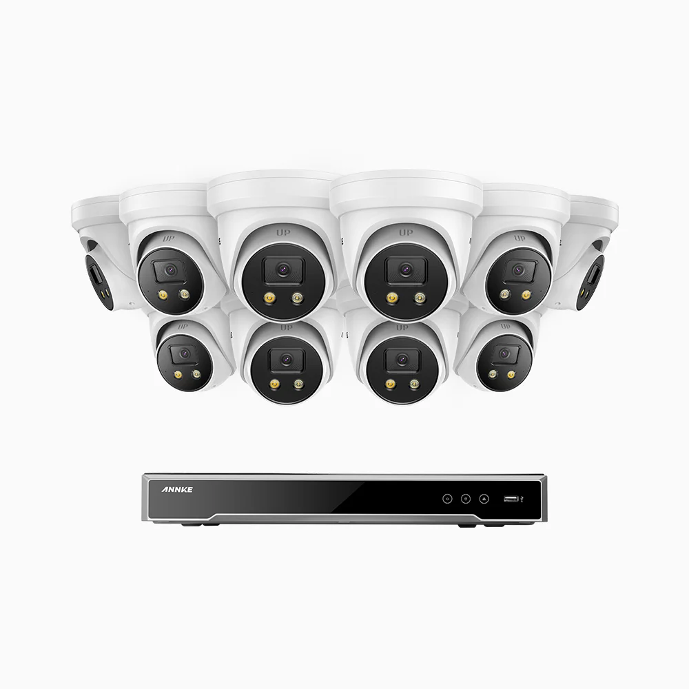 H800X - 4K 16 Channel 10 Cameras PoE Security System, 1/1.8'' BSI Sensor, f/1.6 Aperture (0.003 Lux), Siren & Strobe Alarm,Two-Way Audio, Human & Vehicle Detection, Perimeter Protection, All-Metal Housing - Image 2