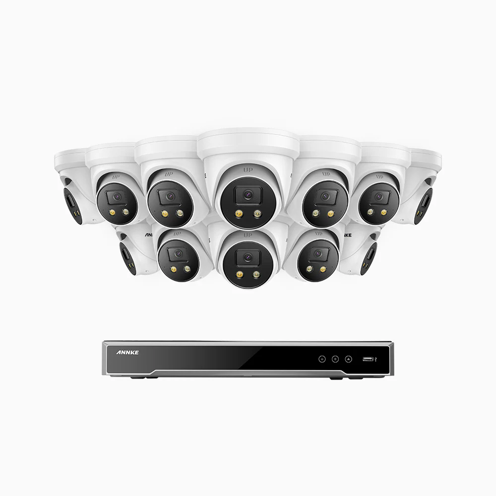 H800X - 4K 16 Channel 12 Cameras PoE Security System, 1/1.8'' BSI Sensor, f/1.6 Aperture (0.003 Lux), Siren & Strobe Alarm,Two-Way Audio, Human & Vehicle Detection, Perimeter Protection, All-Metal Housing - Image 2