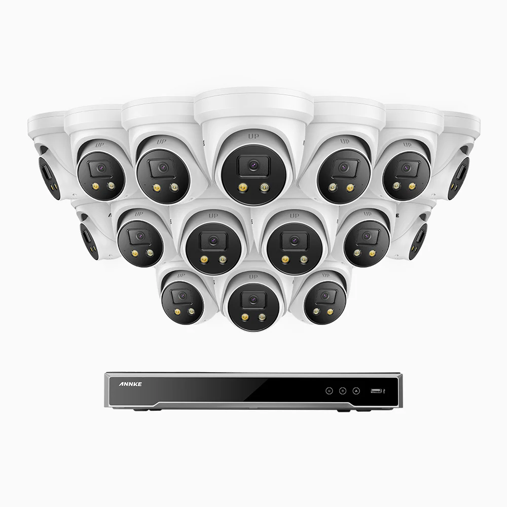 H800X - 4K 16 Channel 16 Cameras PoE Security System, 1/1.8'' BSI Sensor, f/1.6 Aperture (0.003 Lux), Siren & Strobe Alarm,Two-Way Audio, Human & Vehicle Detection, Perimeter Protection, All-Metal Housing - Image 2
