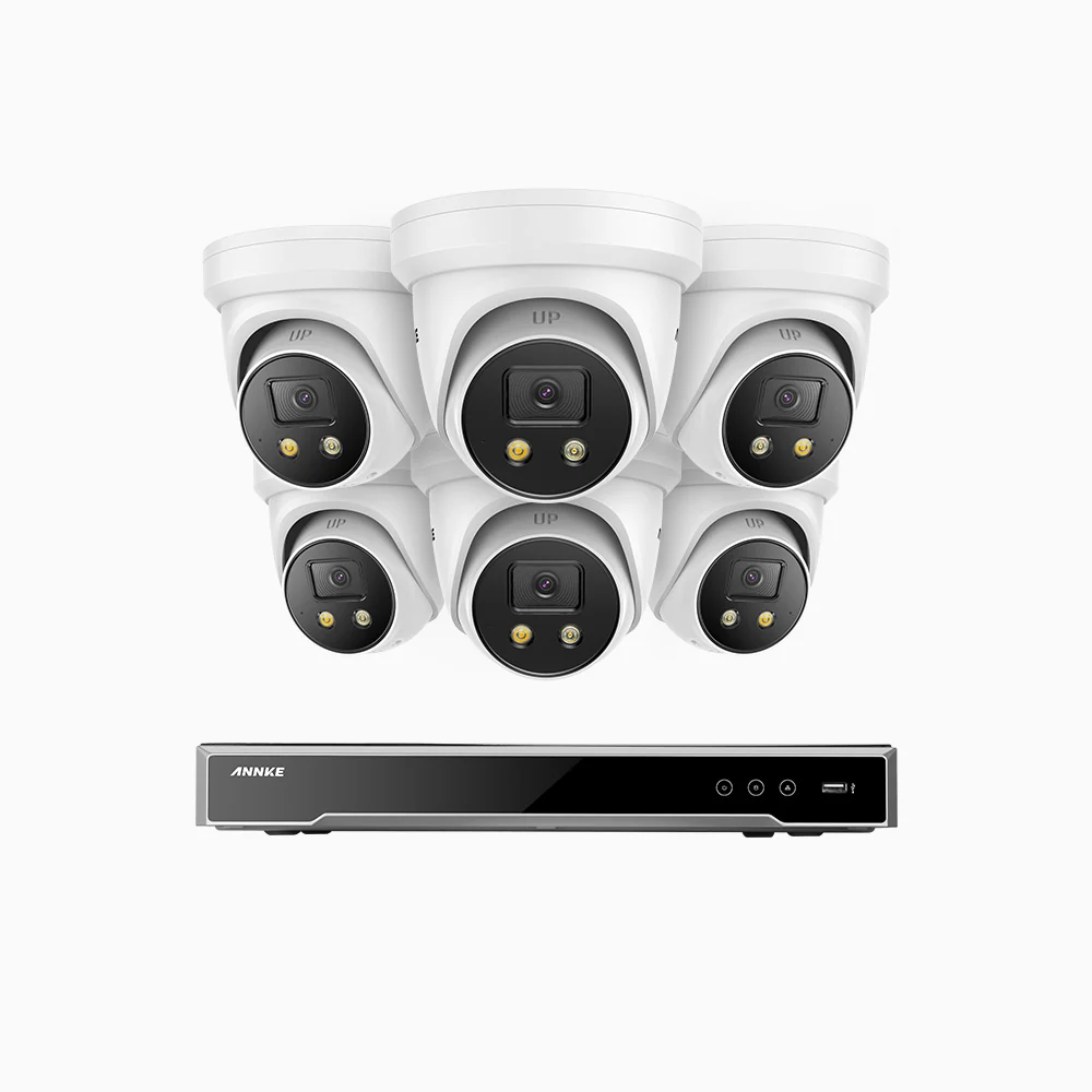 H800X - 4K 16 Channel 6 Cameras PoE Security System, 1/1.8'' BSI Sensor, f/1.6 Aperture (0.003 Lux), Siren & Strobe Alarm,Two-Way Audio, Human & Vehicle Detection, Perimeter Protection, All-Metal Housing - Image 2