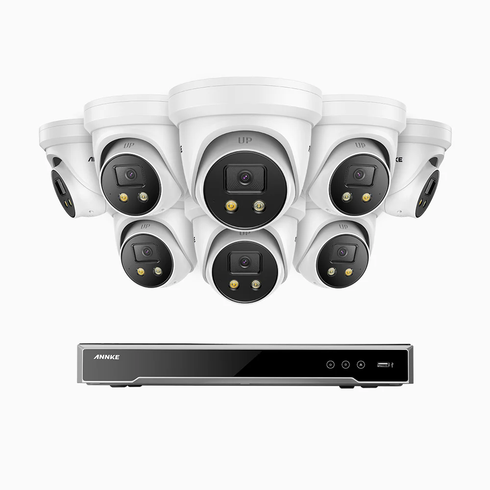 H800X - 4K 16 Channel 8 Cameras PoE Security System, 1/1.8'' BSI Sensor, f/1.6 Aperture (0.003 Lux), Siren & Strobe Alarm,Two-Way Audio, Human & Vehicle Detection, Perimeter Protection, All-Metal Housing - Image 2