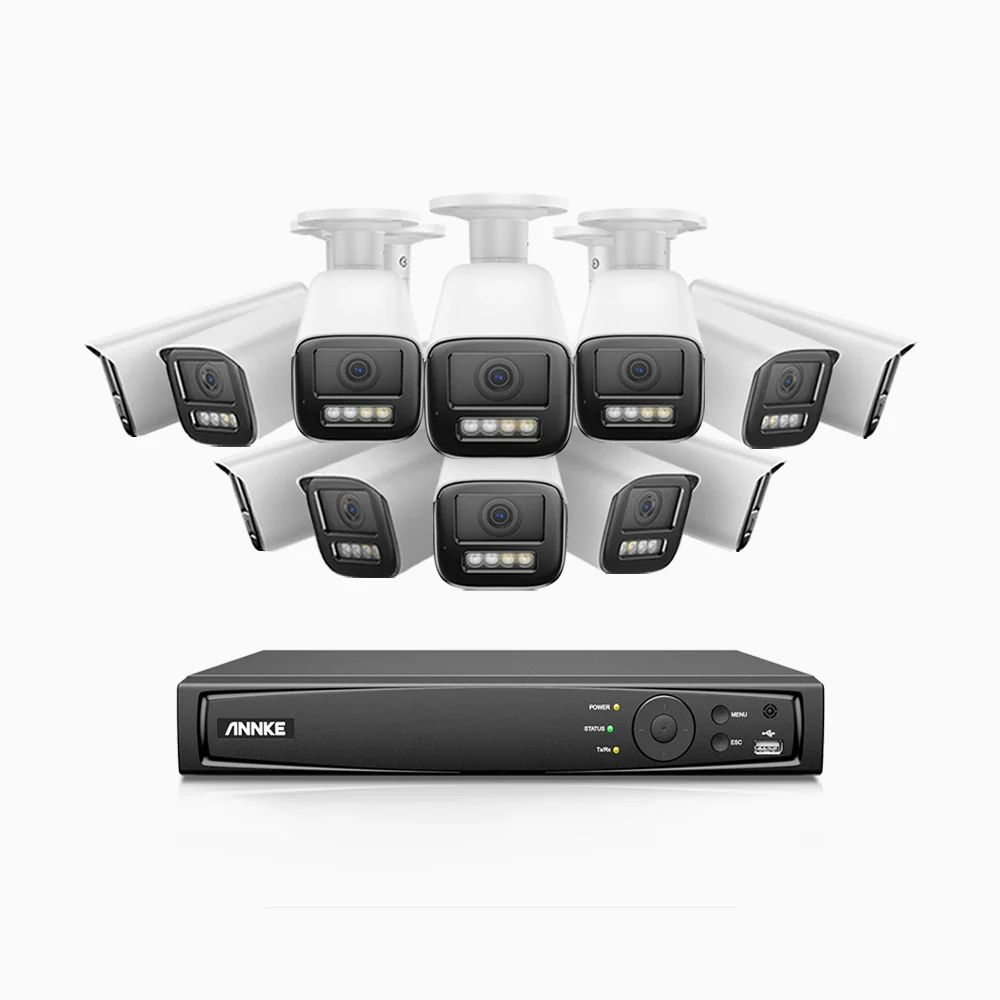 HZ804 - 4K 16 Channel 12 Cameras PoE Security System, 4X Optical Zoom, 2.8 - 12 MM Motorized Varifocal Lens, Smart Dual Light Night Vision, Motion Detection 2.0, Built-in Microphone, Siren & Strobe Alarm, Upgraded Version