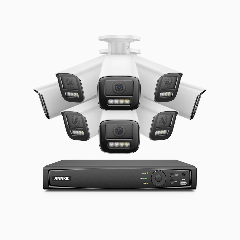 HZ804 - 4K 8 Channel 8 Cameras PoE Security System, 4X Optical Zoom, 2.8 - 12 MM Motorized Varifocal Lens, Smart Dual Light Night Vision, Motion Detection 2.0, Built-in Microphone, Siren & Strobe Alarm, Upgraded Version