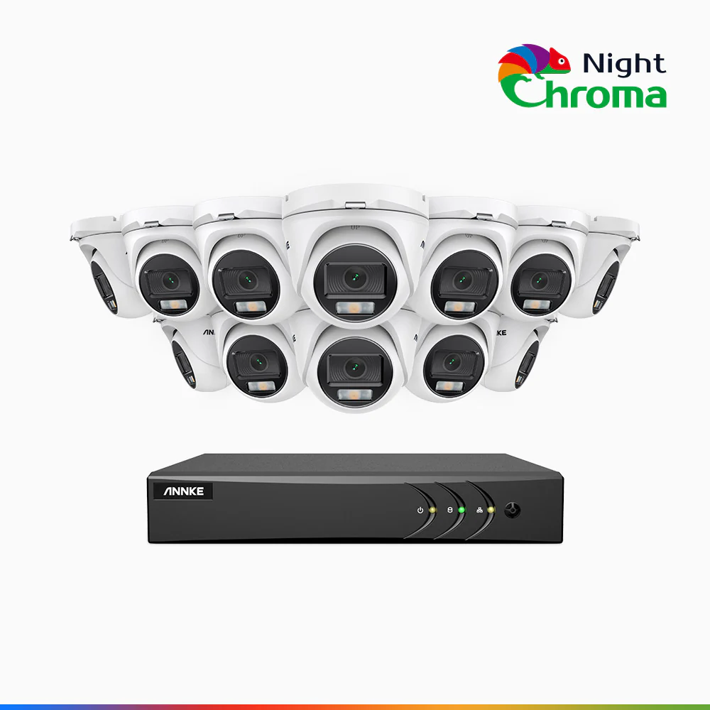 NightChroma<sup>TM</sup> NAK200 - 1080P 16 Channel 12 Cameras Wired CCTV System, Acme Color Night Vision, f/1.0 Super Aperture, 0.001 Lux, 121° FoV, Active Alignment - Image 2