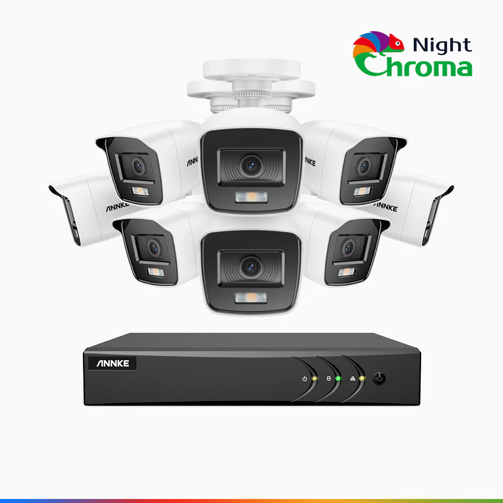 NightChroma<sup>TM</sup> NAK200 - 1080P 16 Channel 8 Cameras Wired CCTV System, Acme Color Night Vision, f/1.0 Super Aperture, 0.001 Lux, 121° FoV, Active Alignment - Image 2
