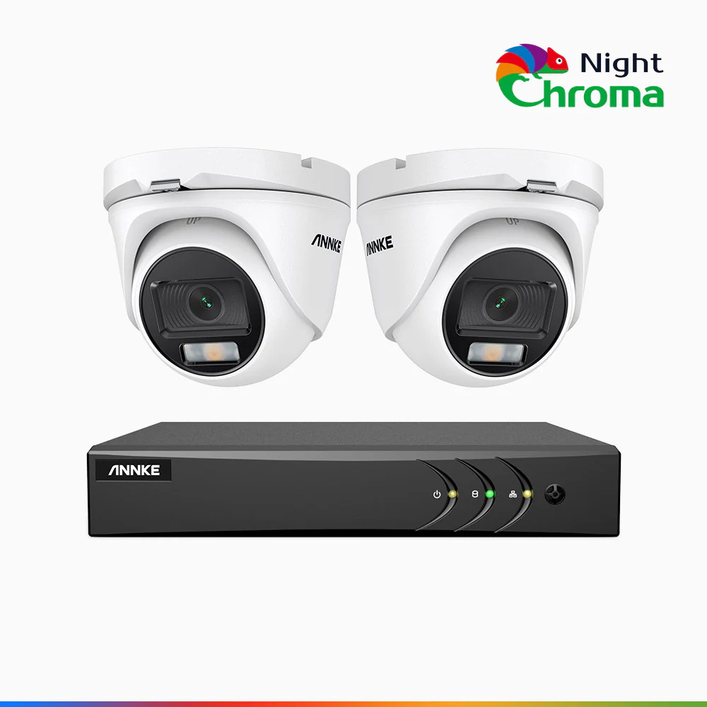 NightChroma<sup>TM</sup> NAK200 - 1080P 4 Channel 2 Cameras Wired CCTV System, Acme Color Night Vision, f/1.0 Super Aperture, 0.001 Lux, 121° FoV, Active Alignment - Image 2
