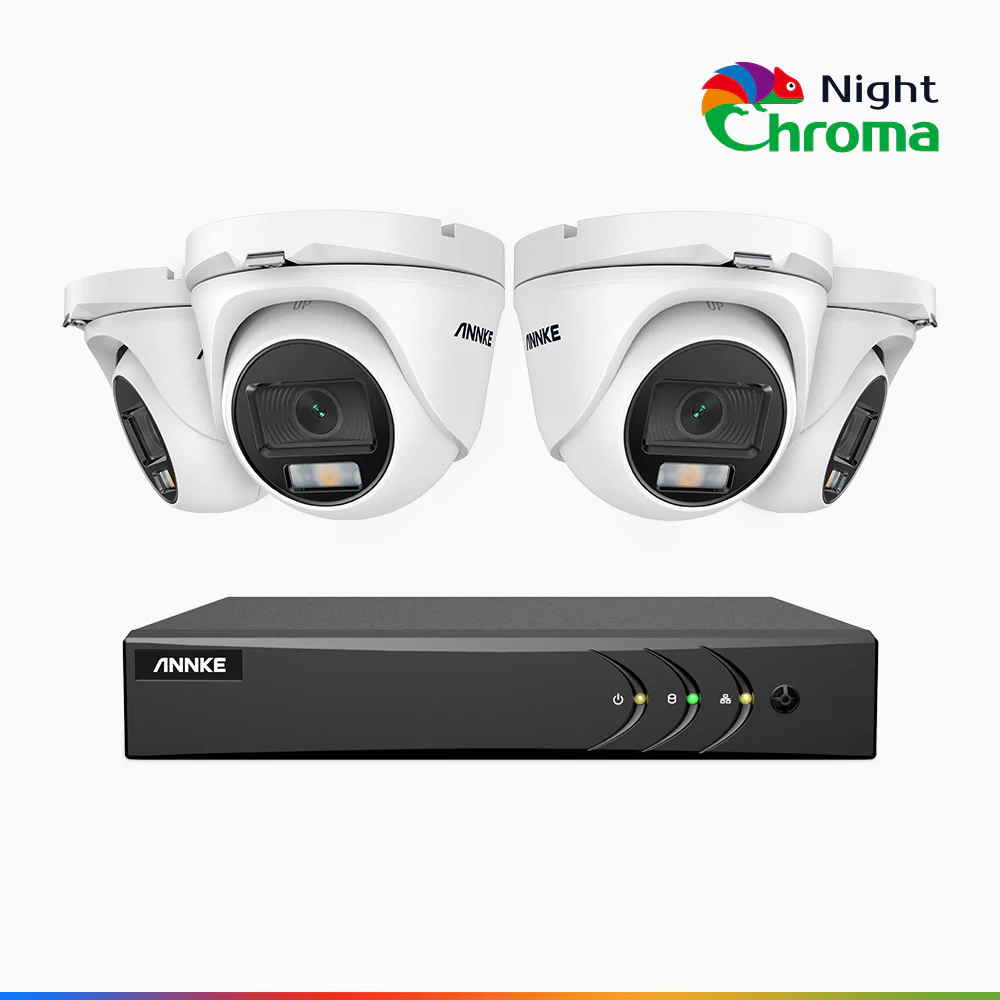 NightChroma<sup>TM</sup> NAK200 - 1080P 4 Channel 4 Cameras Wired CCTV System, Acme Color Night Vision, f/1.0 Super Aperture, 0.001 Lux, 121° FoV, Active Alignment - Image 2