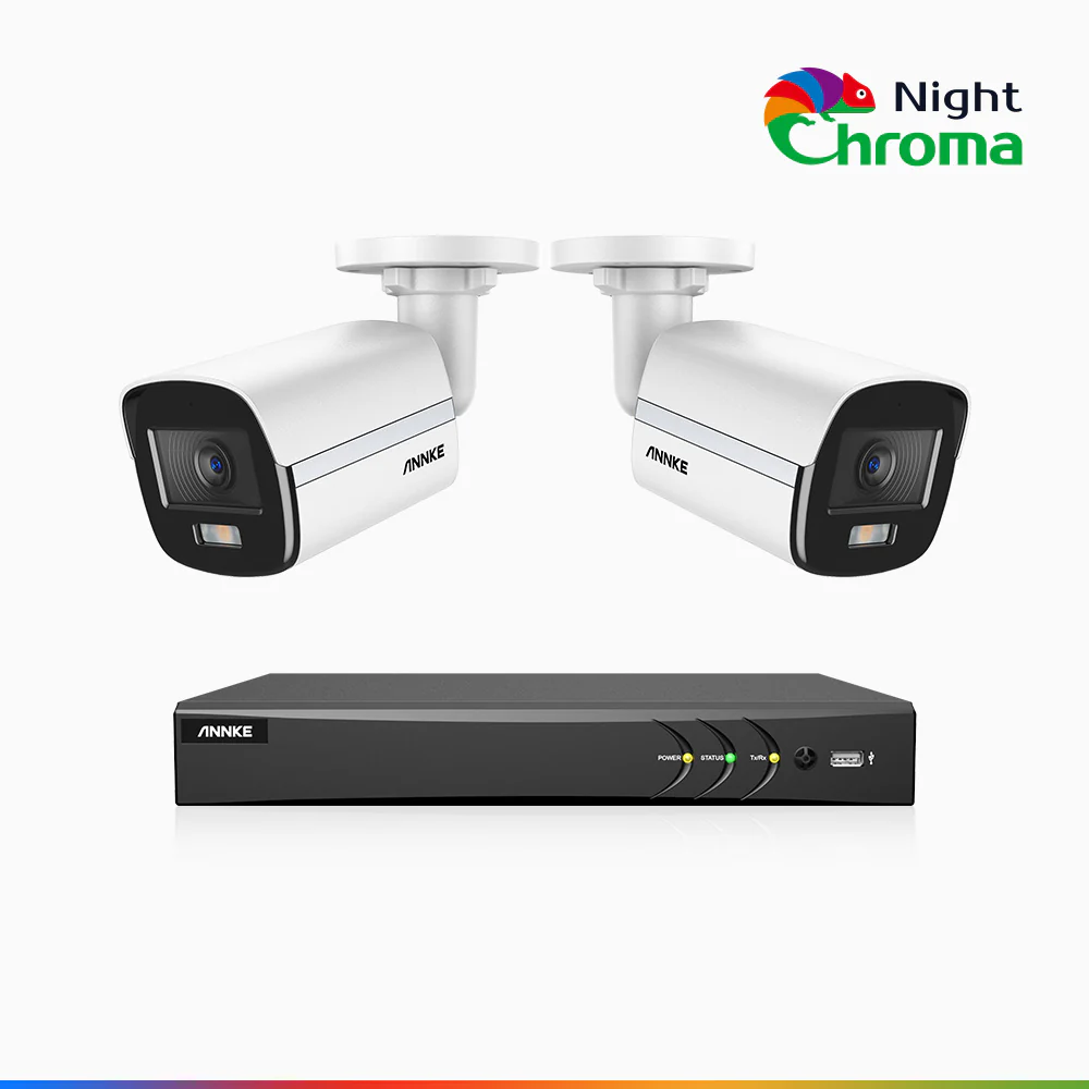 NightChroma<sup>TM</sup> NAK500 - Updated Version, 3K 8 Channel 2 Cameras TVI Security System, Acme Color Night Vision, 2960 × 1665 Resolution, f/1.0 Aperture (0.001 Lux), Built-in Microphone, IP67