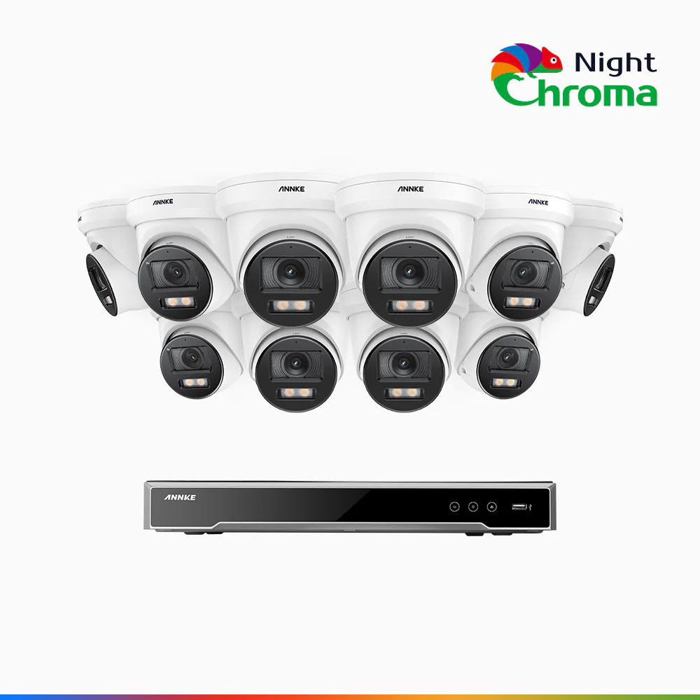 NightChroma<sup>TM</sup> NCK800 – 4K 16 Channel 10 Cameras PoE Security System, f/1.0 Super Aperture, Color Night Vision, 2CH 4K Decoding Capability, Human & Vehicle Detection, Intelligent Behavior Analysis, Built-in Mic, 124° FoV, All-Metal Housing - Image 2