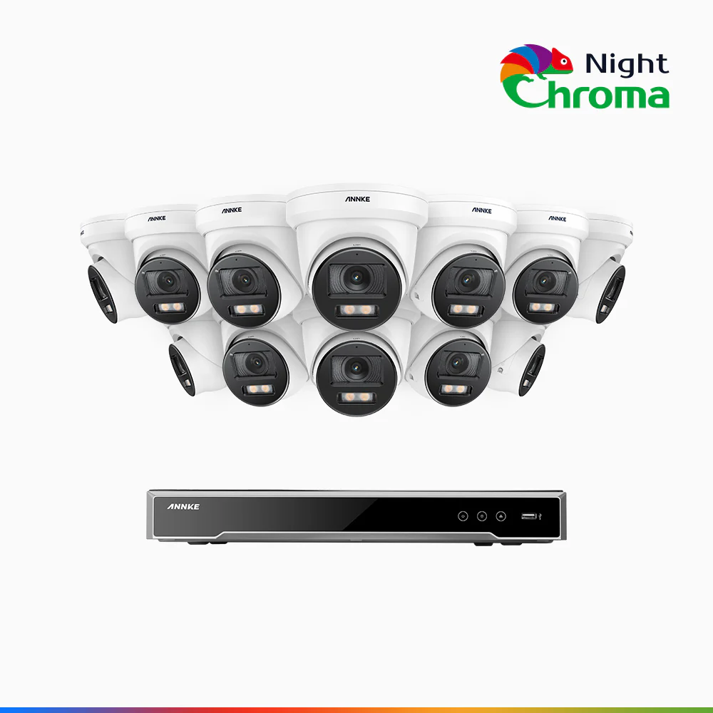 NightChroma<sup>TM</sup> NCK800 – 4K 16 Channel 12 Cameras PoE Security System, f/1.0 Super Aperture, Color Night Vision, 2CH 4K Decoding Capability, Human & Vehicle Detection, Intelligent Behavior Analysis, Built-in Mic, 124° FoV, All-Metal Housing - Image 2